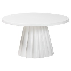 bali & pari Parvana Round Coffee Table with Fluted Pedestal Base - Contemporary White Resin Accent Table for Living Room